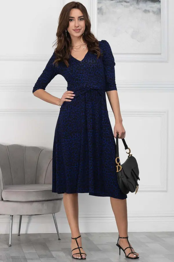 Glynice V Neck Fit & Flare Dress