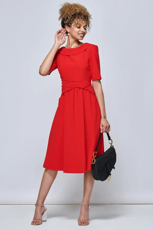 Beckie Fold Over Neck Dress