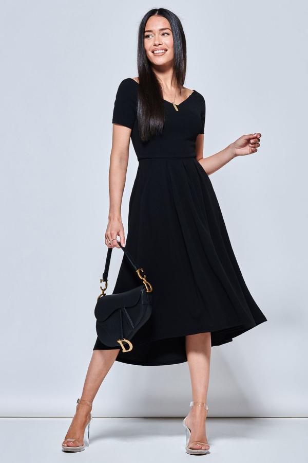 Off The Shoulder Dip Hem Dress