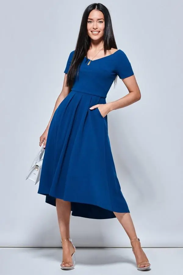 Off The Shoulder Dip Hem Dress