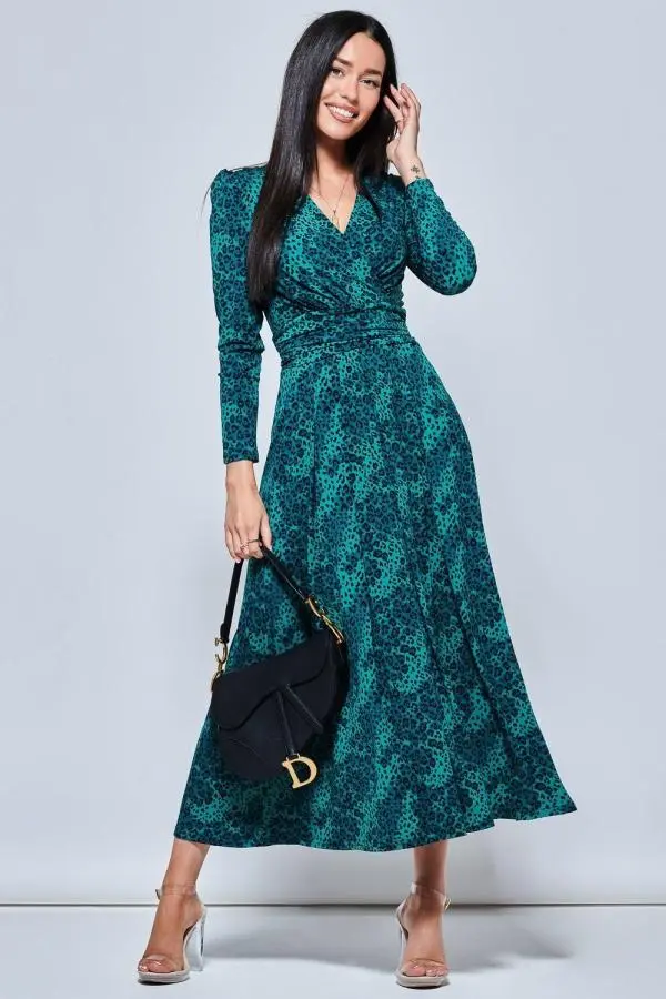 Animal Print Long Sleeve Maxi Dress