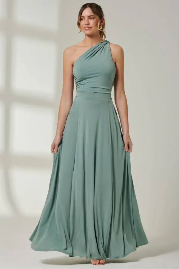 One Shoulder Jersey Maxi Dress