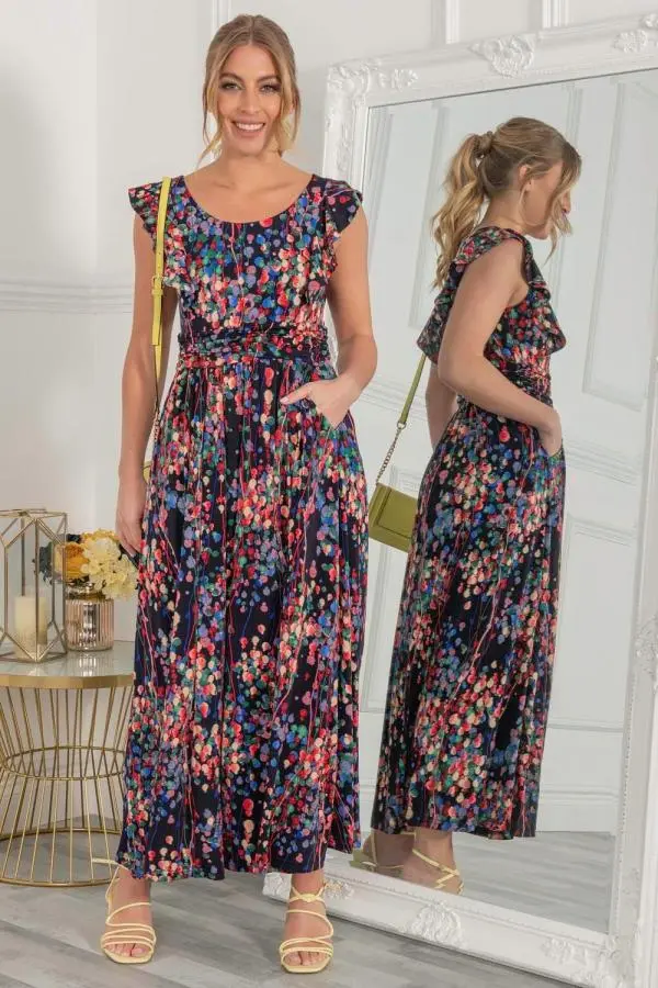 Adalena Frill Shoudler Maxi Dress