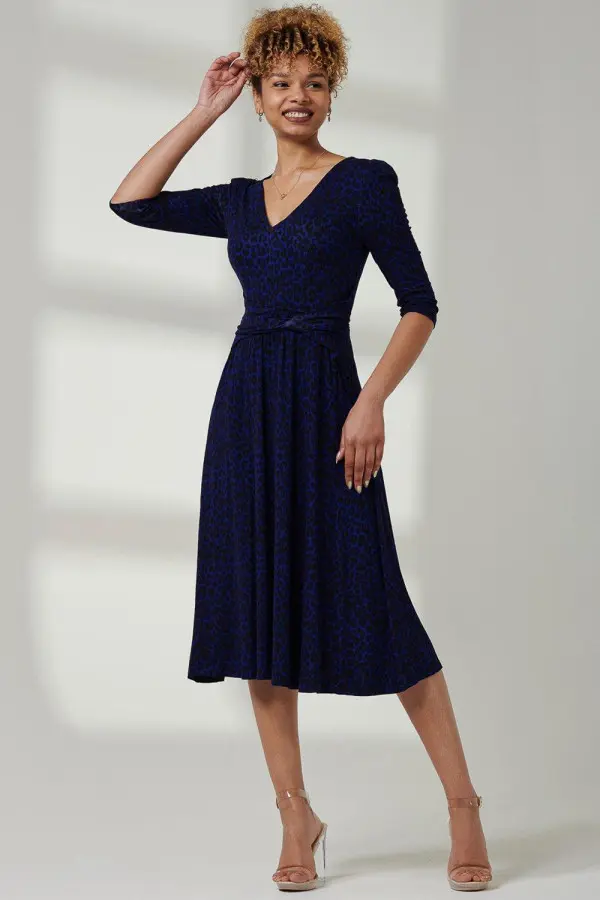 Delylah V Neck Midi Dress