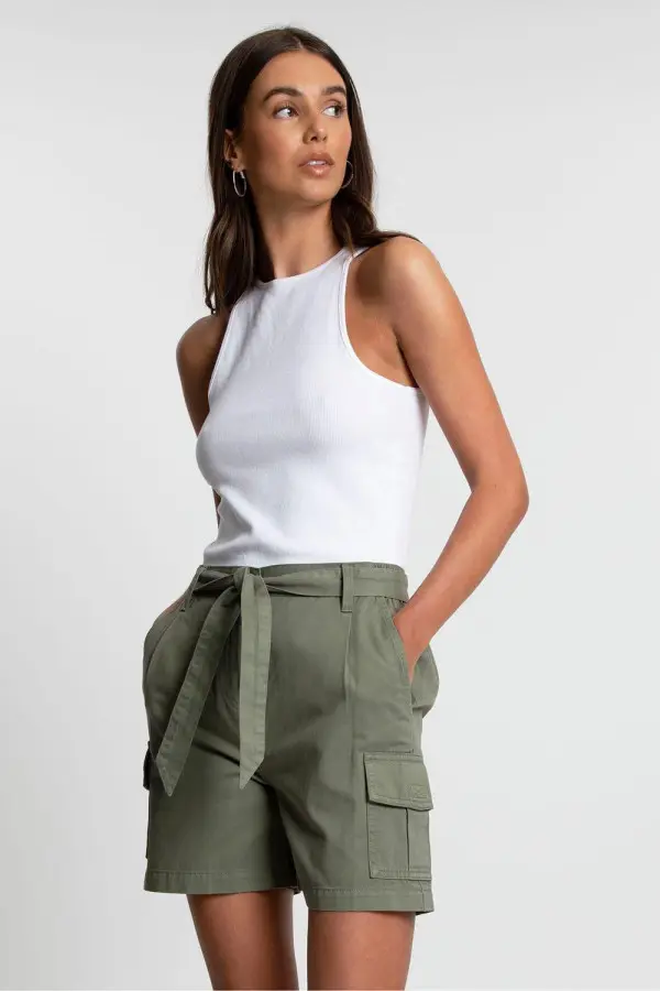 Cotton 'Smile' Belted Cargo Shorts