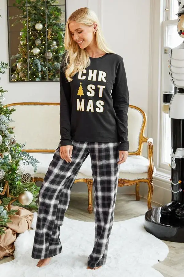 'Harold' Long Sleeve Festive Cotton Pyjama Set