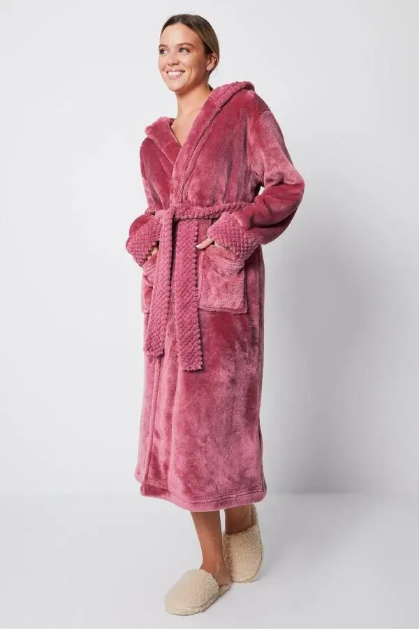 'Arnie' Faux Fur Trim Dressing Gown