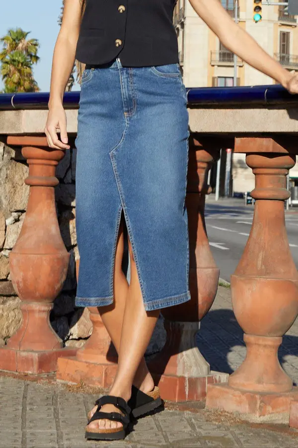 'Amsterdam' Denim Midi Skirt