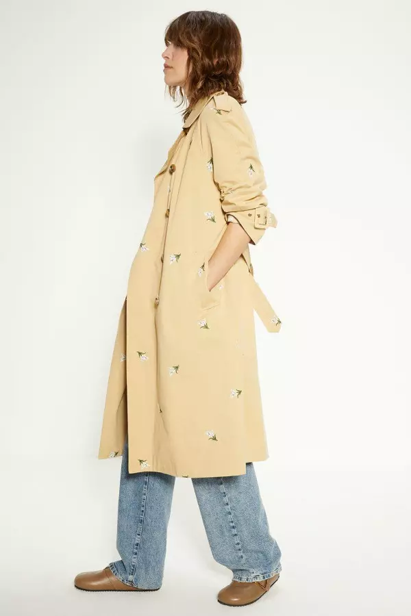 Embroidered Trench Coat