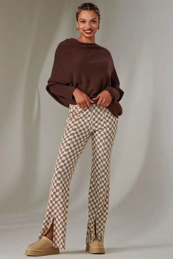 Split Hem Flared Trousers