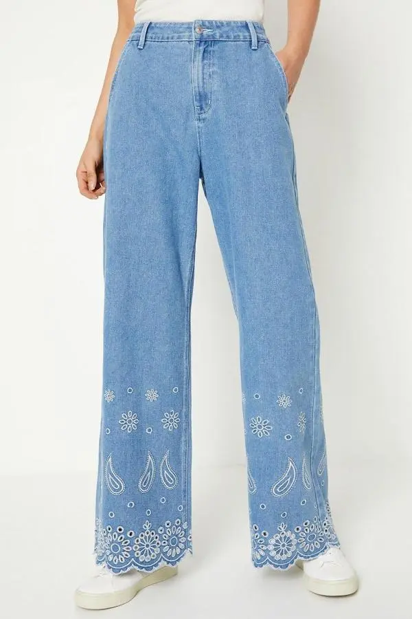 Cutwork Hem Denim Jeans