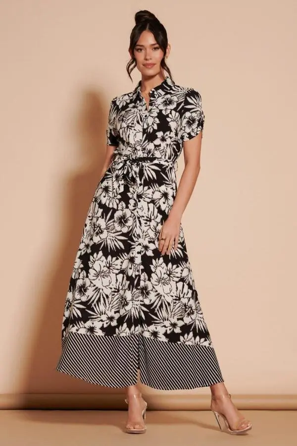 Elsie Floral Viscose Shirt Maxi Dress