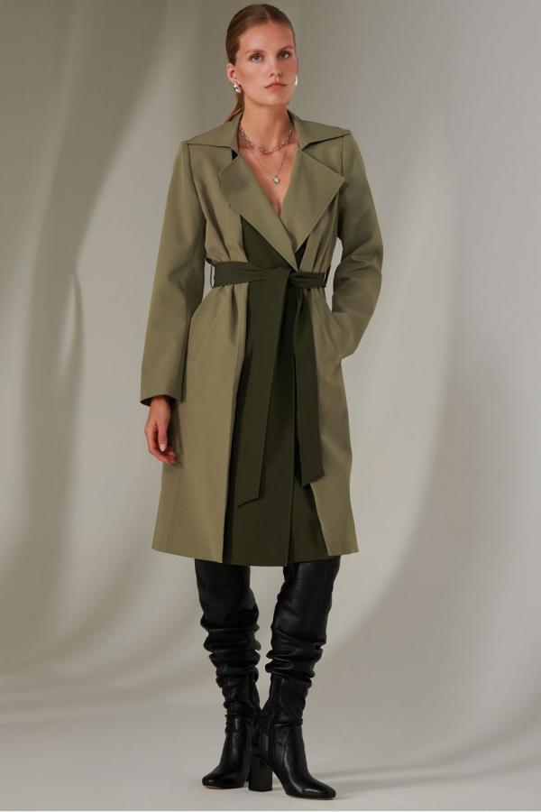 Two Tone Contrast Trench Coat