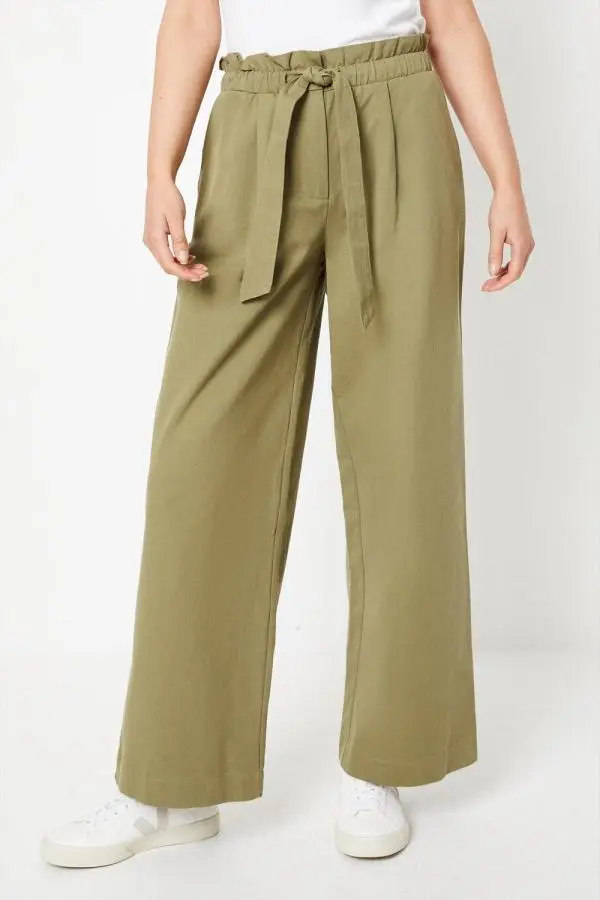 Twill Paperbag Straight Leg Trouser