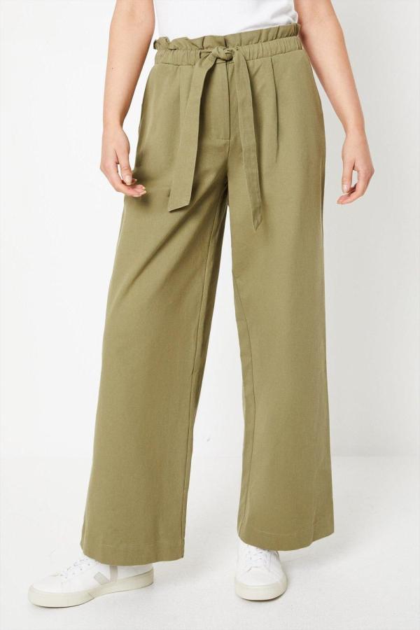 Twill Paperbag Straight Leg Trouser