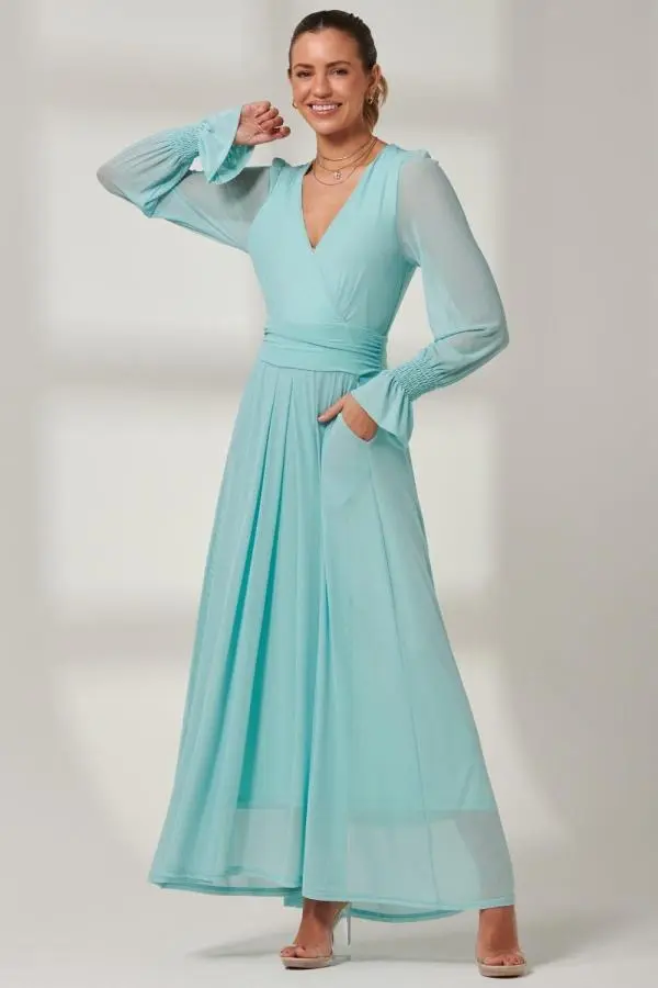 Greta Long Sleeve Mesh Maxi Dress