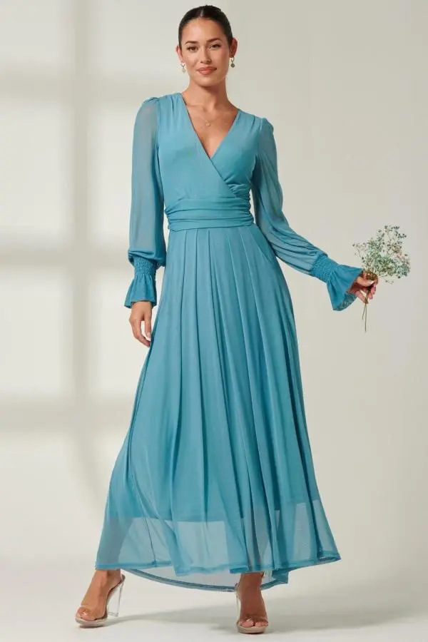 Greta Long Sleeve Mesh Maxi Dress