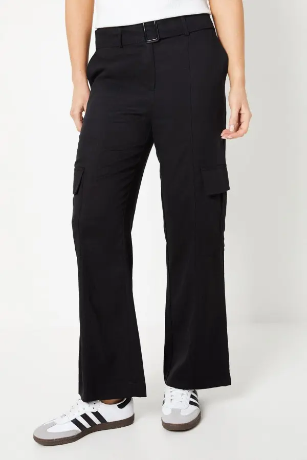 Top Stitch Belted Utility Trouser