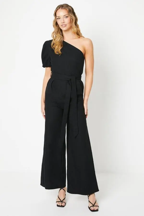 Linen One Shoulder Jumpsuit