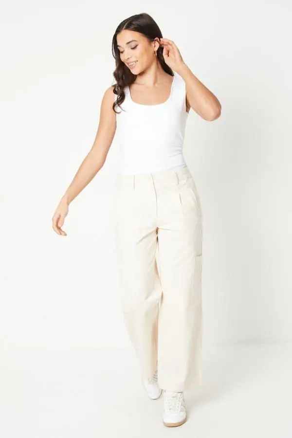 Petite Twill Cargo Pocket Detail Trouser