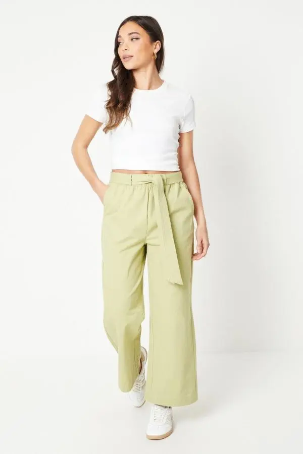 Petite Twill Paperbag Trousers