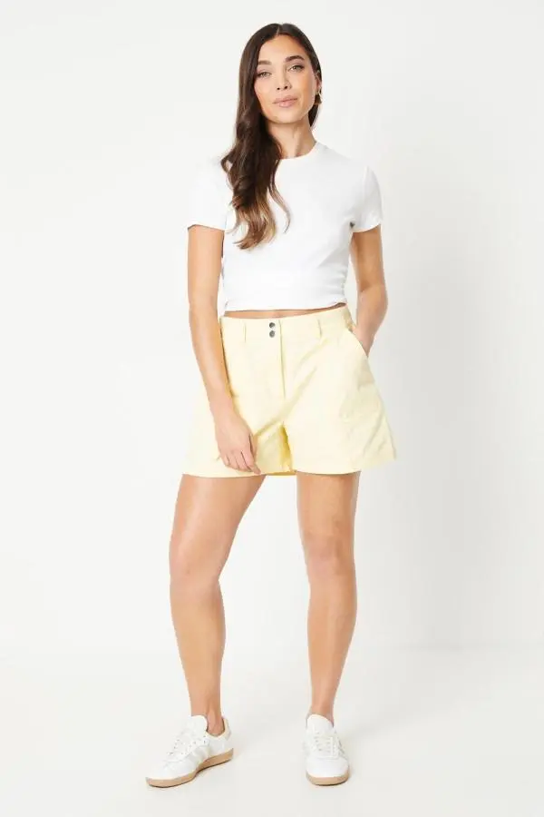 Petite Twill Contrast Stitch Shorts