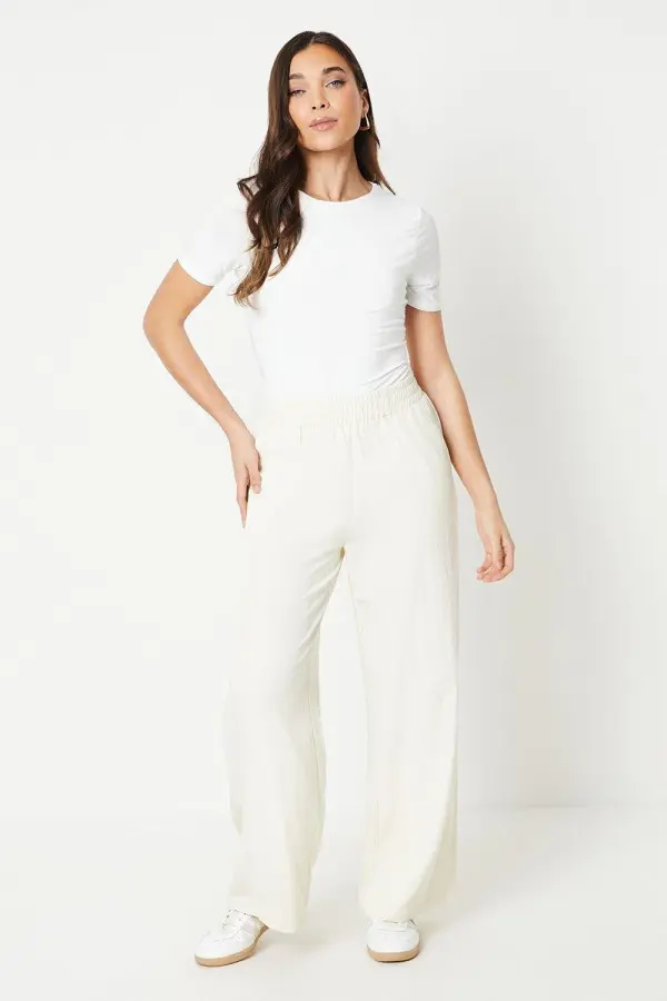 Petite Soft Twill Elastic Waist Trouser