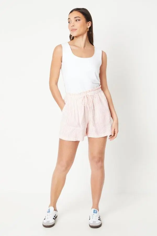 Petite Cotton Poplin Stripe Shorts