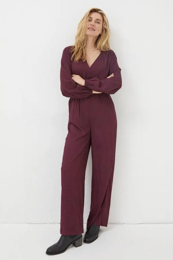 Fat Face - Purple Avery Wide Leg Jumpsuit