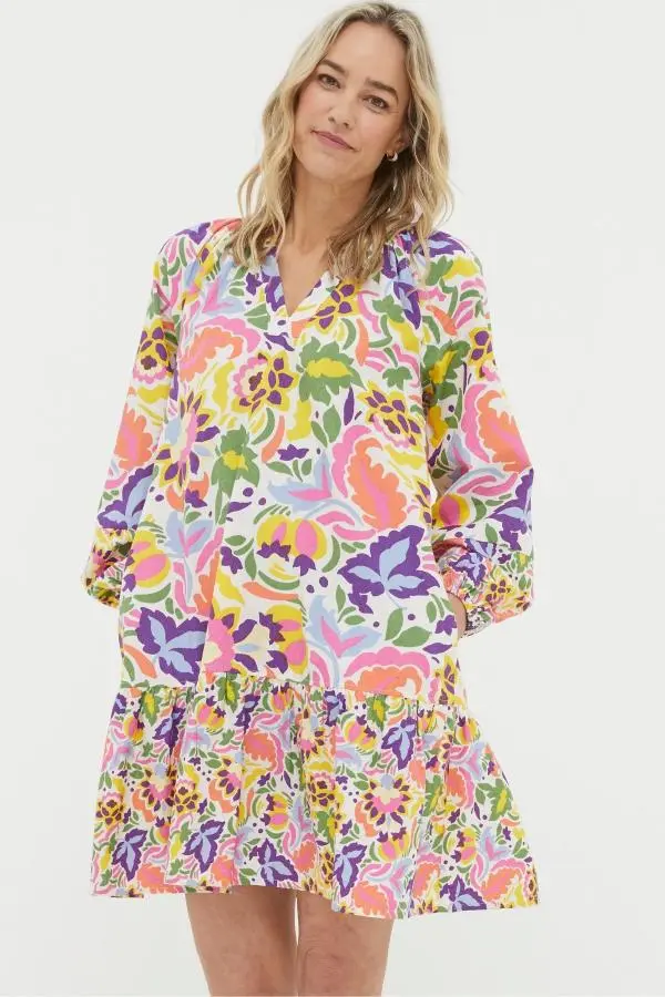 Fat Face - Yellow Art Floral Tunic?Dress