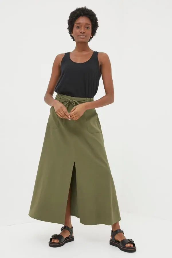 Fat Face - Melanie Green Utility Midi Skirt