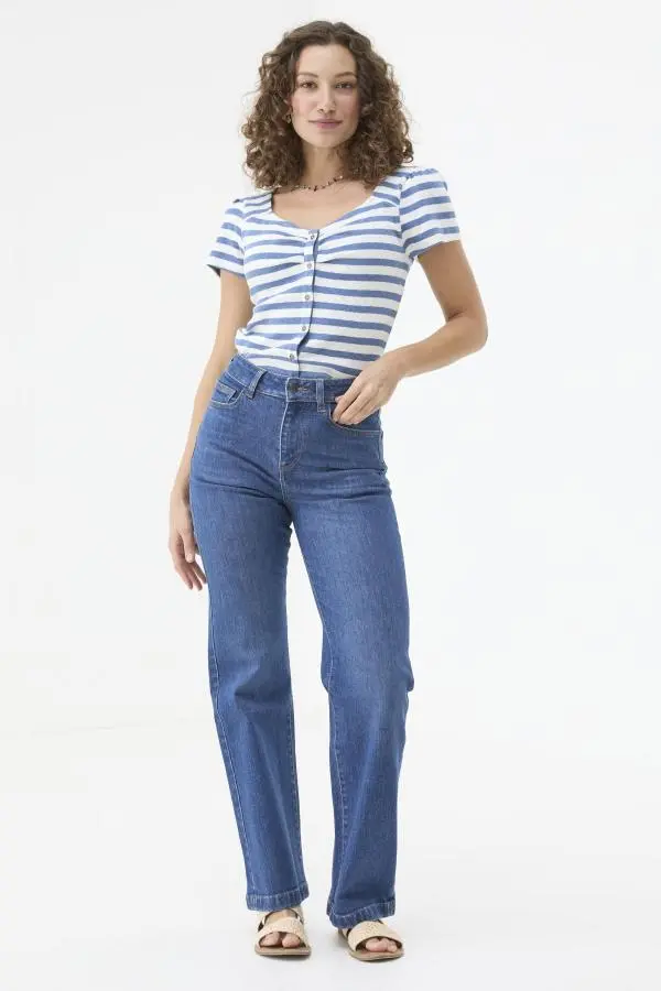 Fat Face - Elise Indigo Blue Wide Leg Jeans