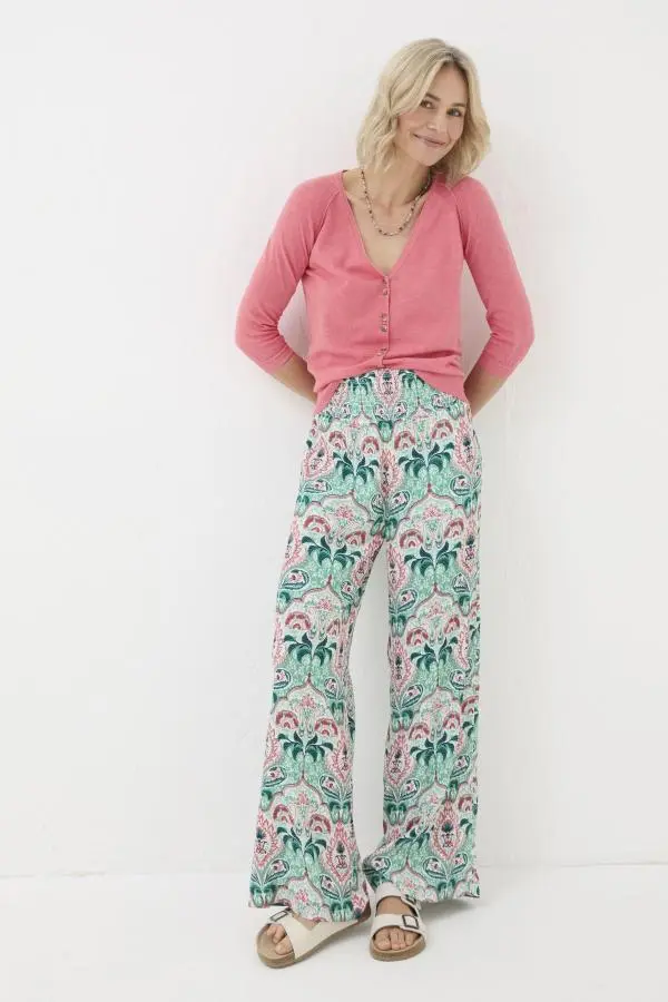 Fat Face - Leila Green Mirror Paisley Palazzo Trousers