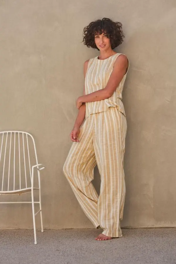 Fat Face - Pendeen Natural Linen Blend Stripe Trousers