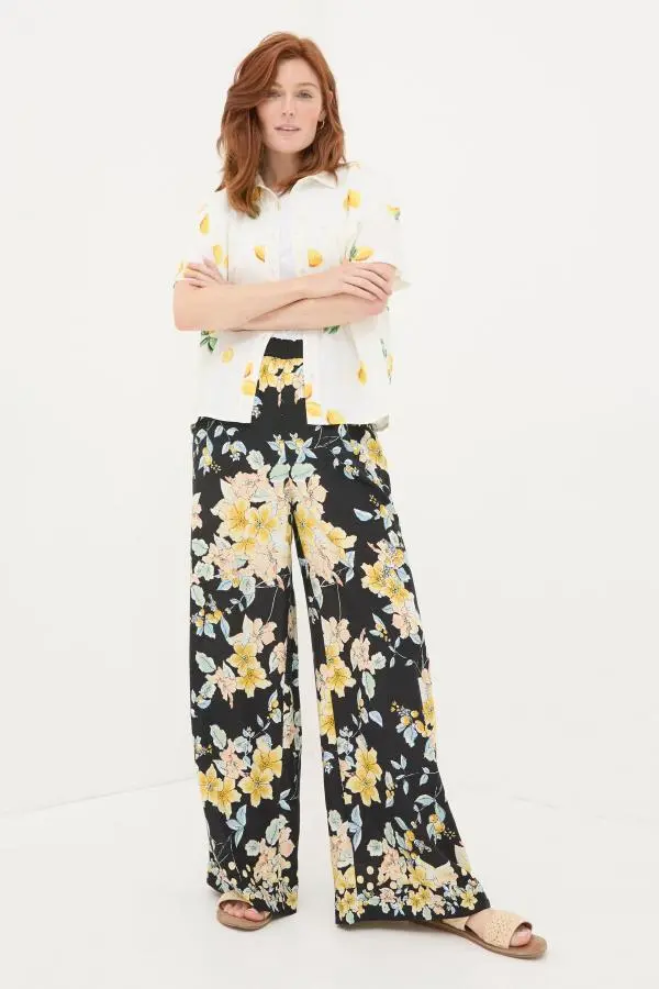 Fat Face - Jenna Black Citrus Floral Trousers