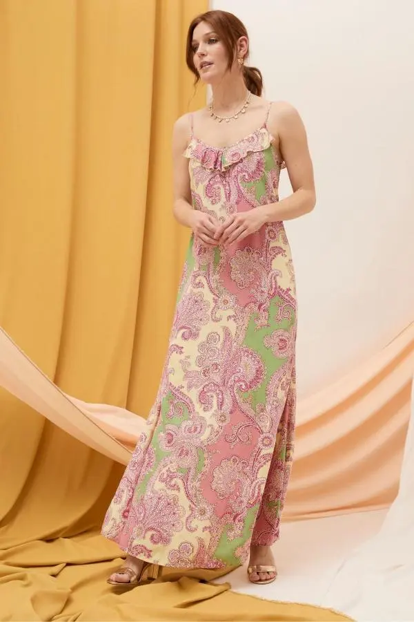 Fat Face - Puri Pink Ornamental Maxi Dress