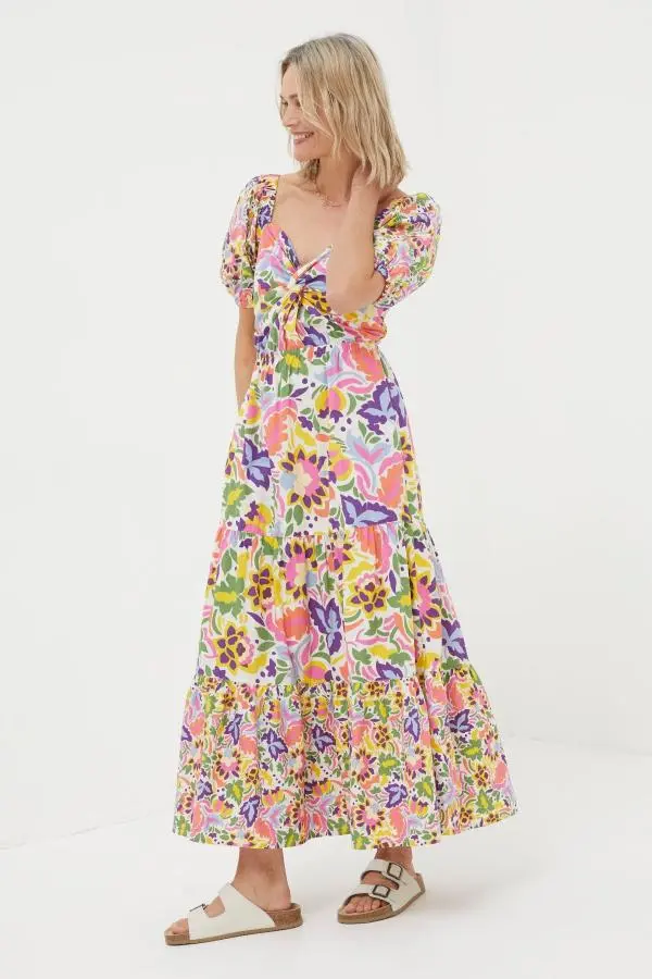 Fat Face - Natural Art Floral Midi Dress