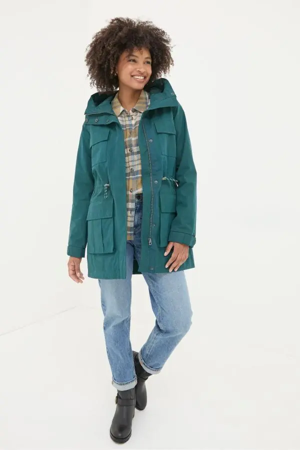 Fat Face - Tiegan Teal Blue Waterproof Coat