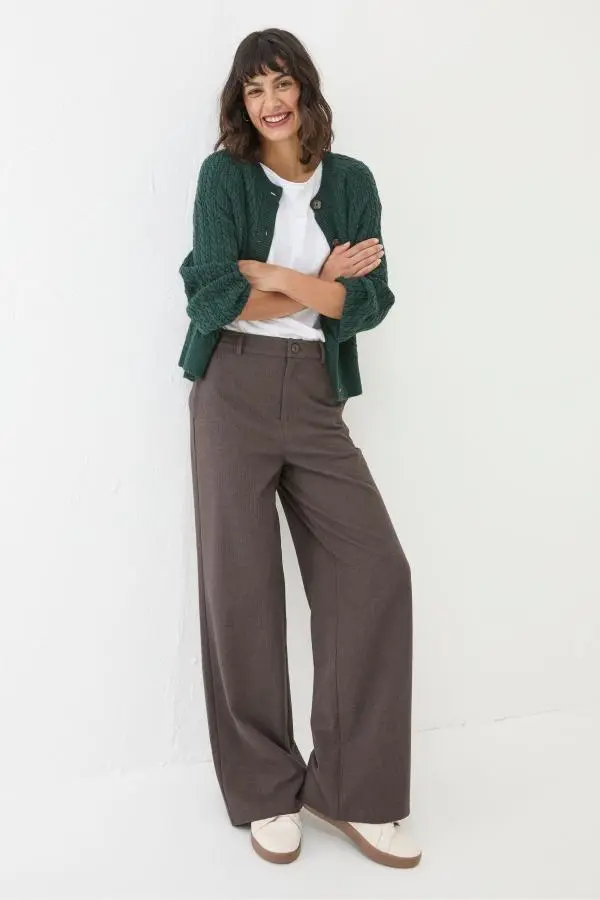 Fat Face - Presley Brown Herringbone Trousers