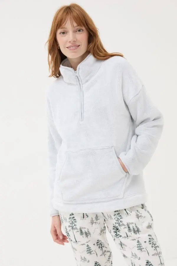 Fat Face - Grey Half Zip Snuggle Top