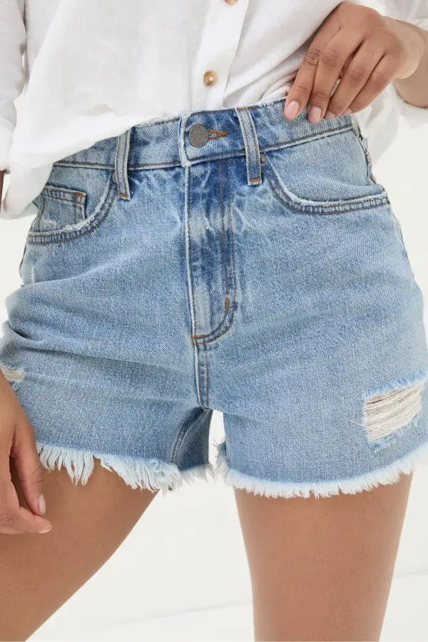 Fat Face - Blue Holywell Denim Cut Off Shorts