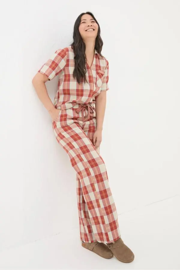 Fat Face - Lola Red Multi Check Pyjama Bottoms