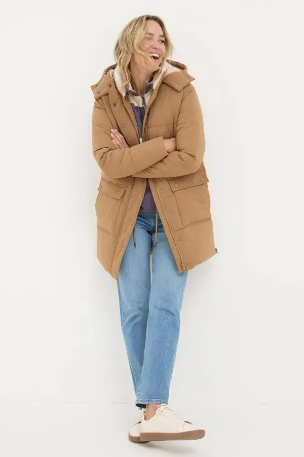 Fat Face - Maddie Tan Brown Puffer Coat