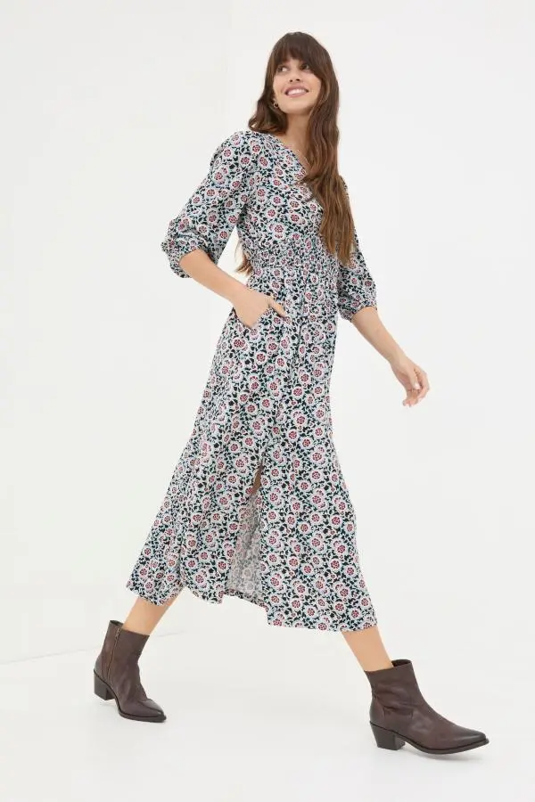 Fat Face - Rene Black Wild Floral Midi Dress