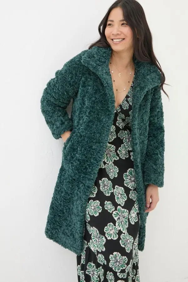 Fat Face - Catie Green Teddy Coat