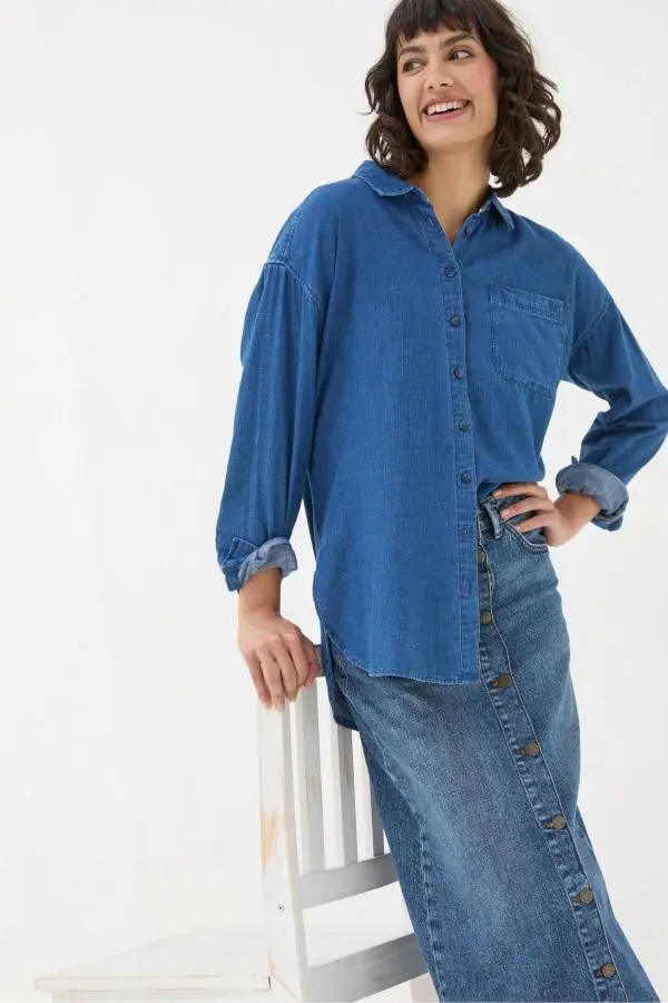 Fat Face - Carolin Blue Denim Shirt