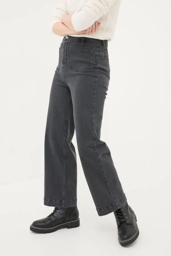 Fat Face - Keswick Grey Wide Leg Crop Jeans