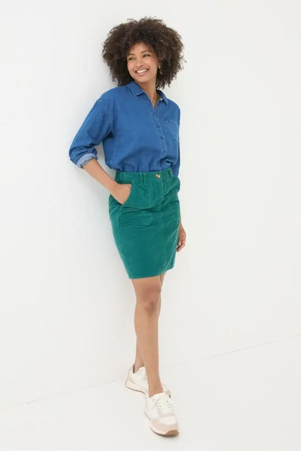 Fat Face - Chesil Green Cord Skirt