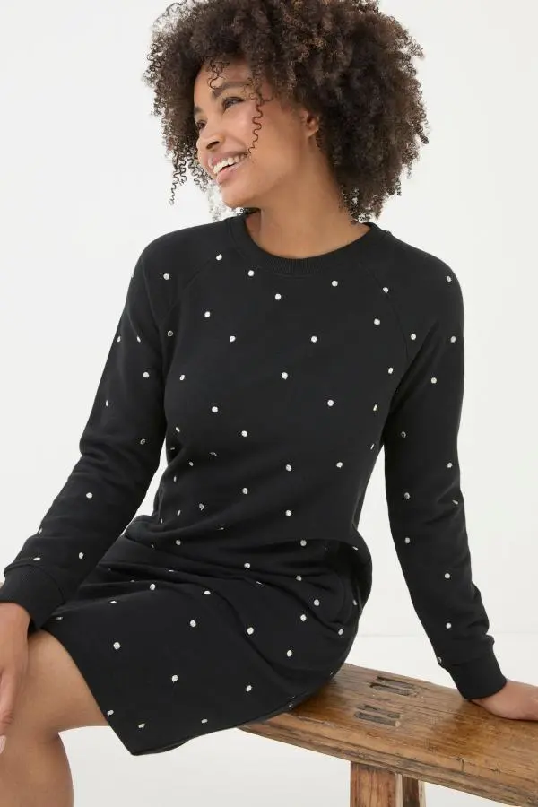 Fat Face - Georgia Black Embroidered Sweat Dress