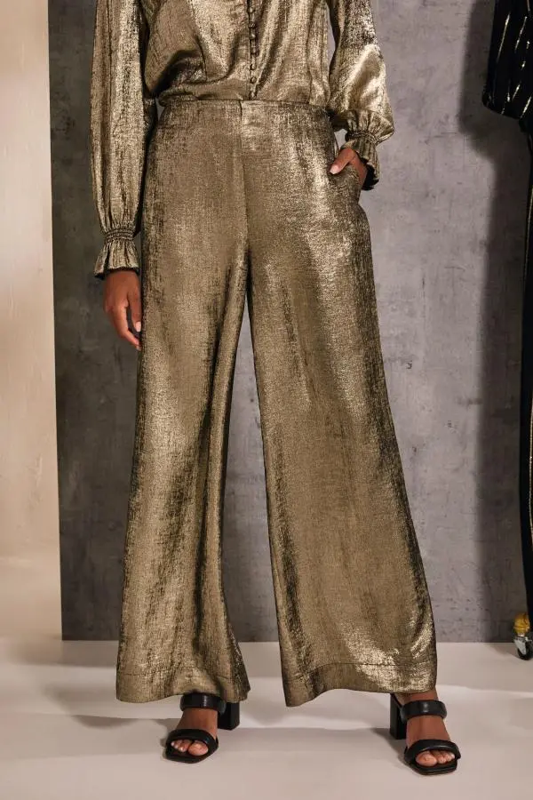 Fat Face - Sofia Gold Metallic Trousers